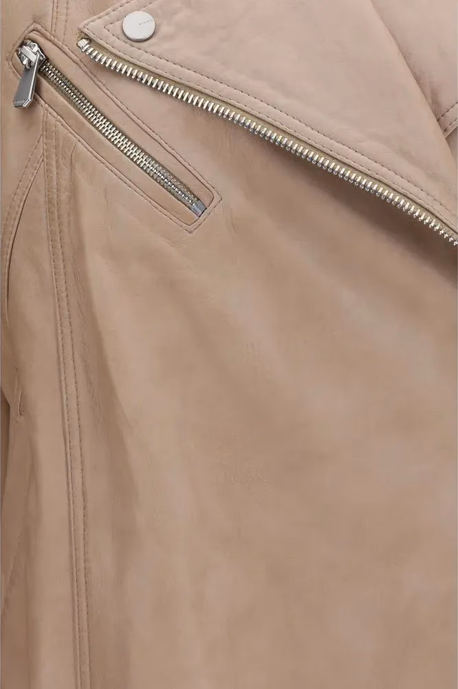 PINKO Beige Lambskin Leather Jacket