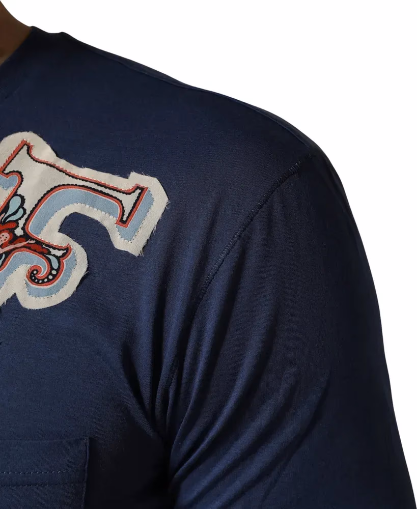 Dolce & Gabbana Navy Blue Cotton Graphic Crew Neck T-shirt