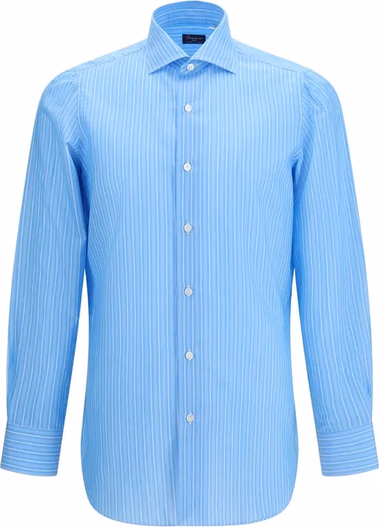 Finamore Blue Cotton Shirt