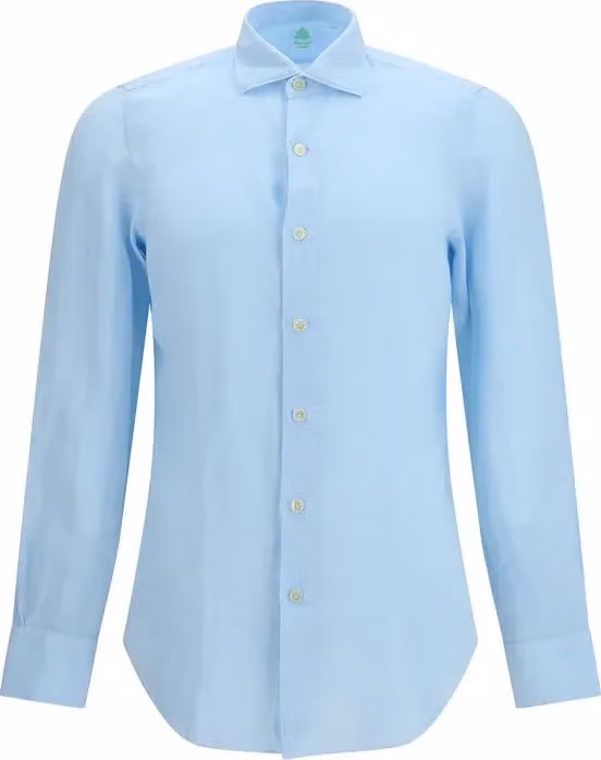 Finamore Blue Linen Longsleeve Shirt
