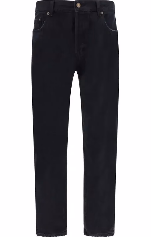 Saint Laurent Black Cotton Straight-Leg Jeans