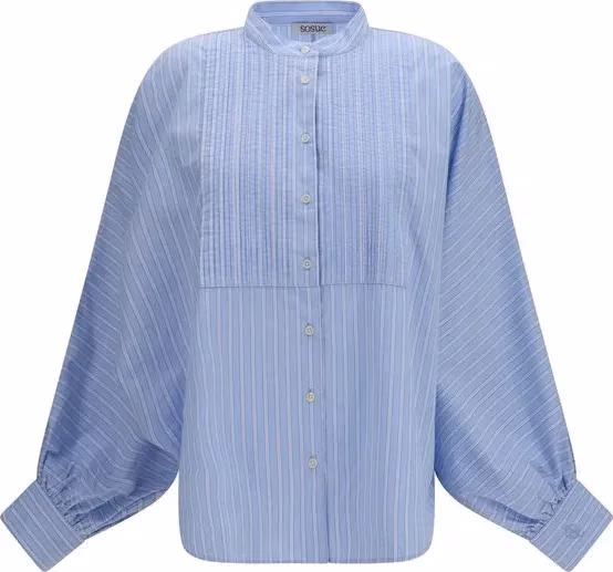 SOSUE Blue Cotton Pattern Shirt