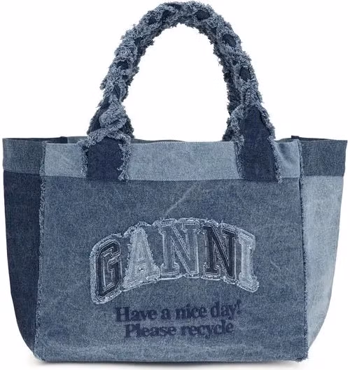Ganni Blue Cotton Shoulder Bag