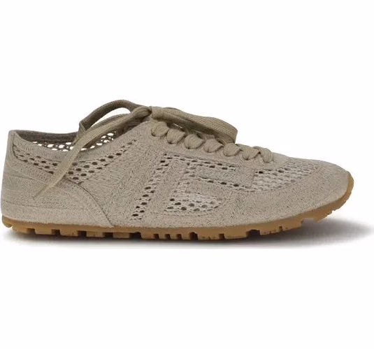 Balmain Beige Cotton Athletic Sneakers