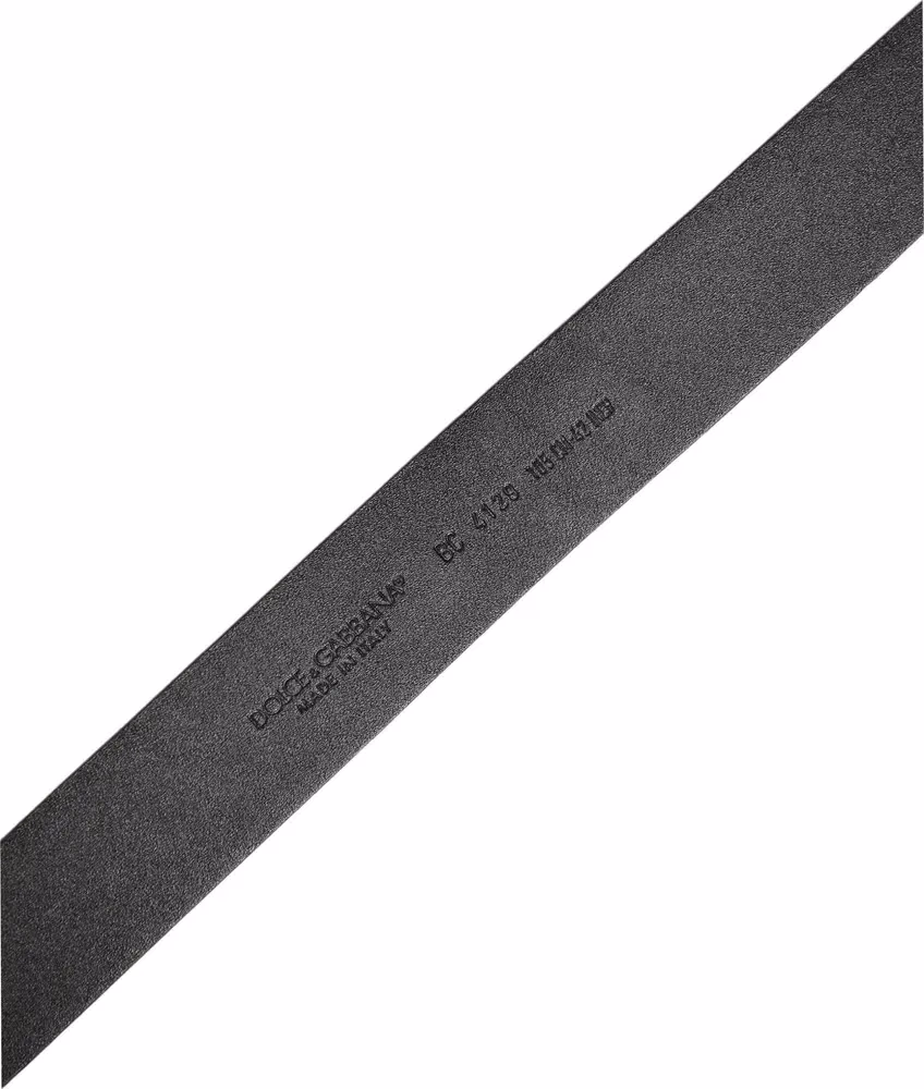 Dolce & Gabbana Black Leather Prince Crown Logo Buckle Belt
