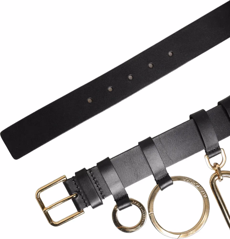 Dolce & Gabbana Black Calf Leather Gold Metal Buckle Men Belt