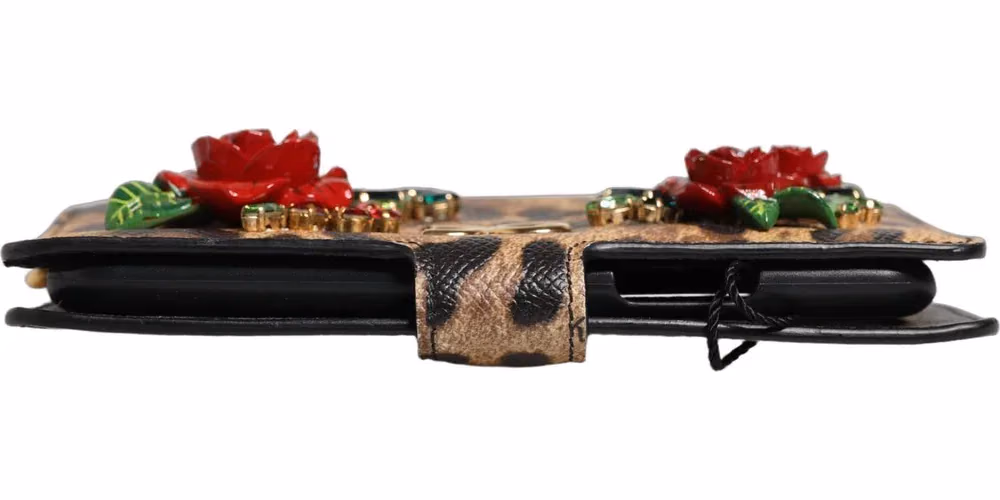 Dolce & Gabbana Flip Cover Brown Leopard Crystal iPhone X - XS Case