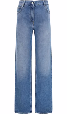 Blue Cotton Straight-Leg Jeans