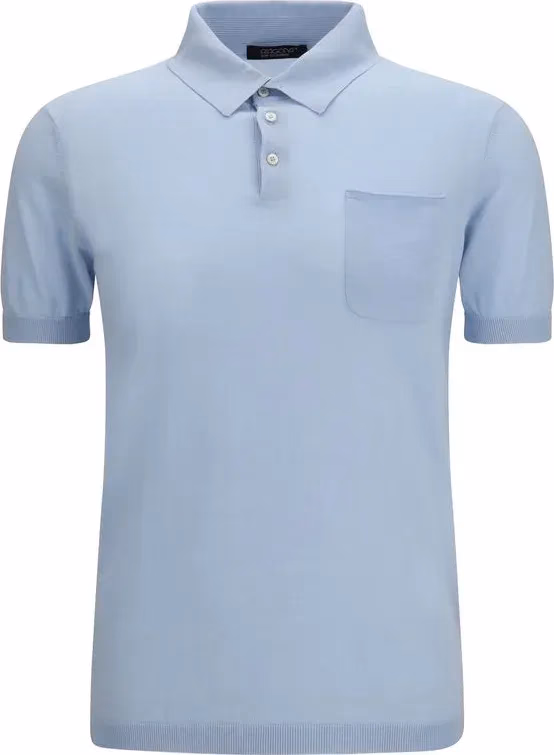 Aragona Cashmere Blue Cotton Polo Shirt
