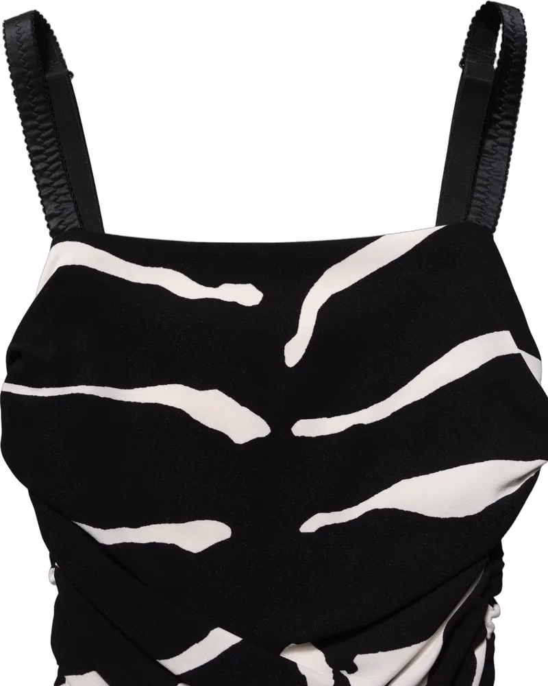 Dolce & Gabbana Black White Zebra Cady Calf Length Dress