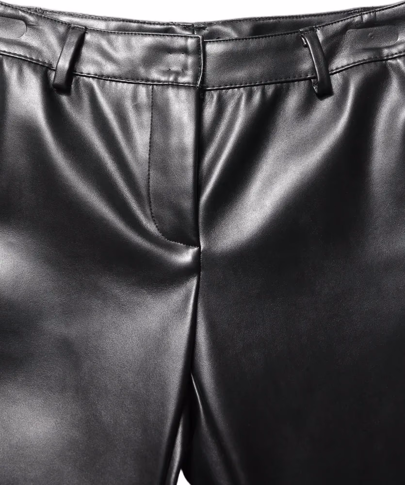 Dolce & Gabbana Black PU Leather High Waisted Trouser Pants