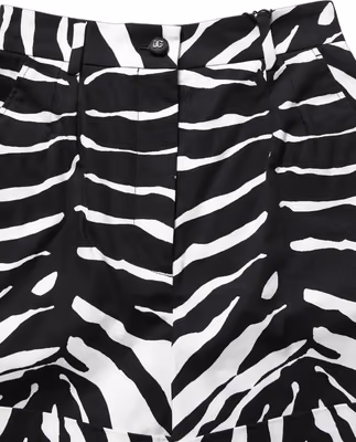 Black White Zebra Print Cotton High Waist Shorts