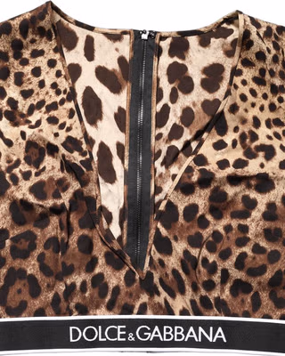 Brown Leopard Print Cropped Silk Tank Top
