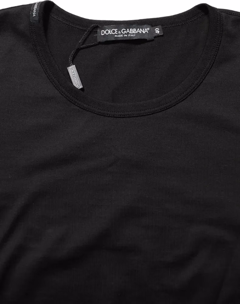 Dolce & Gabbana Black Cotton Round Neck Short Sleeves T-Shirt