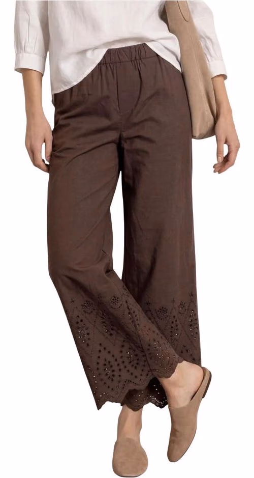 Street One Brown Cotton Casual Pants