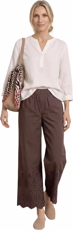 Street One Brown Cotton Casual Pants