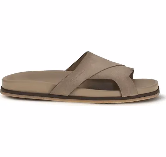 Santoni Beige Calf Leather Bos Taurus Flat Sandals