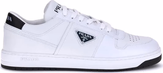 Prada White Calf Leather Bos Taurus Low Top Sneakers