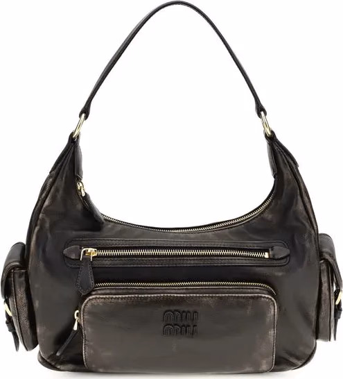 Miu Miu Brown Calf Leather Bos Taurus Shoulder Bag