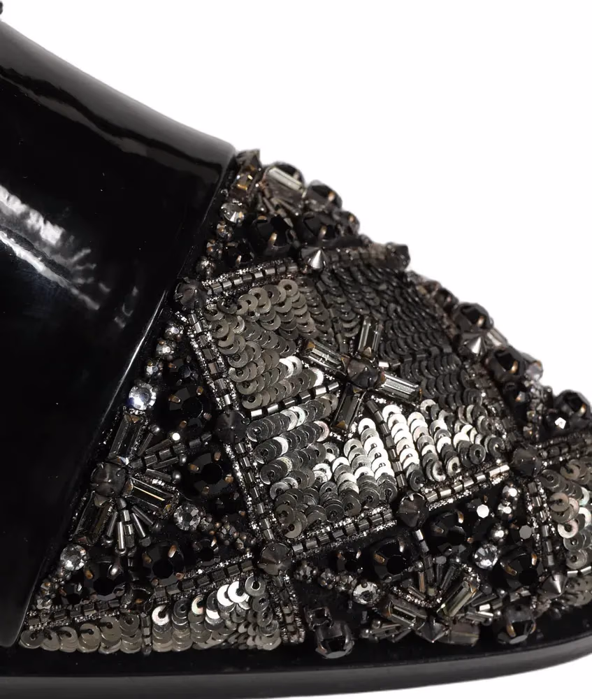 Dolce & Gabbana Black Embellished Men Derby Dress Formal Shoes