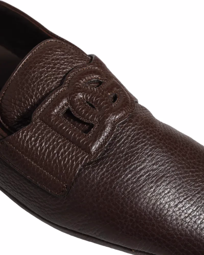 Dolce & Gabbana Brown Deerskin Leather Driver Loafers Shoes