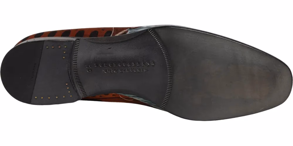 Dolce & Gabbana Multicolor Lion Print Slip On Loafers Shoes