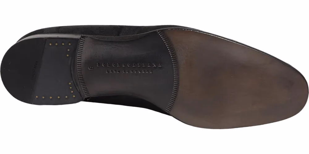 Dolce & Gabbana Black Brocade Men Slip On Dress Loafers Shoes