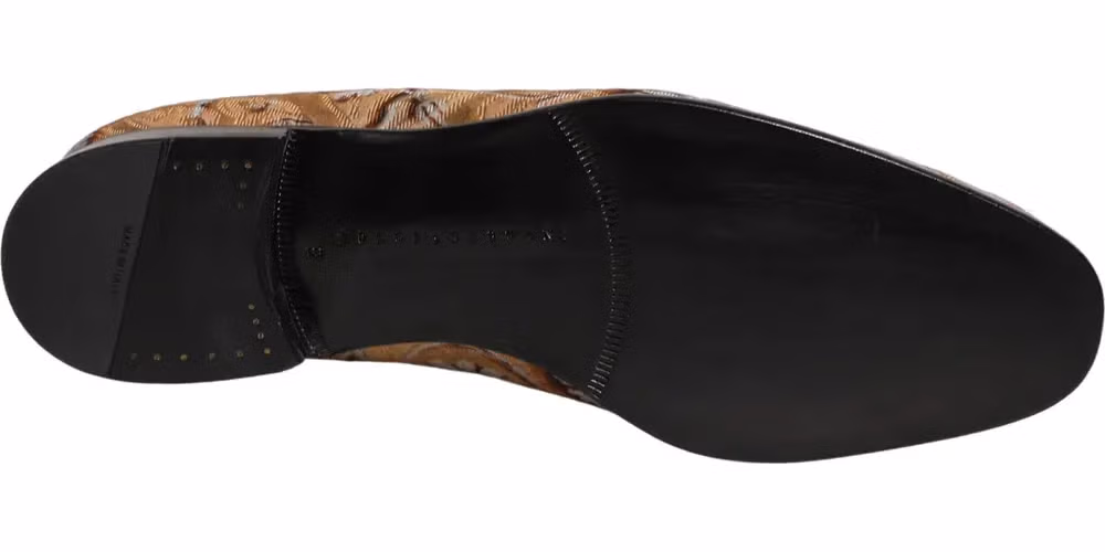 Dolce & Gabbana Beige Brocade Men Slip On Dress Loafers Shoes
