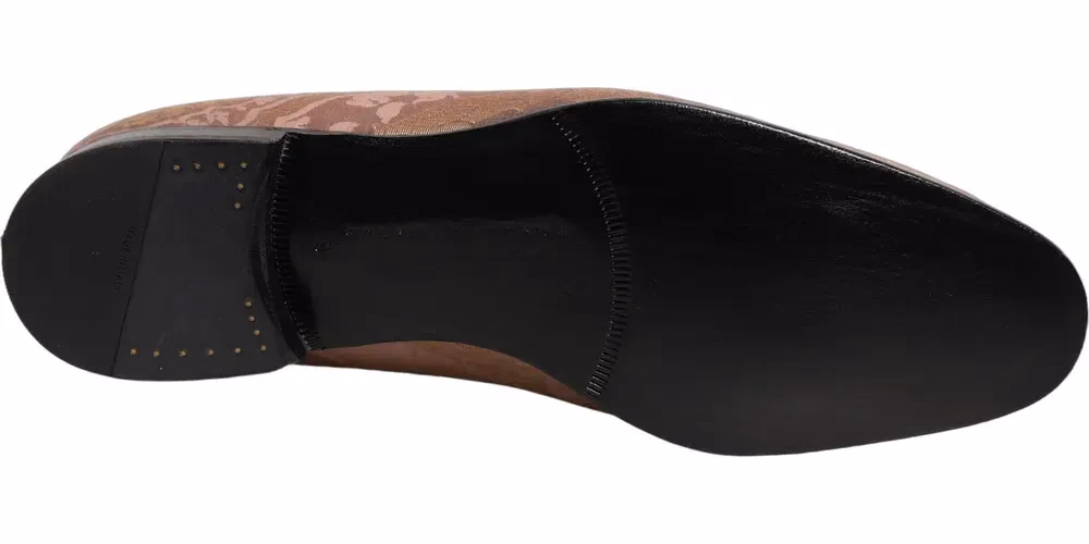 Dolce & Gabbana Pink Brocade Men Slip On Dress Loafers Shoes