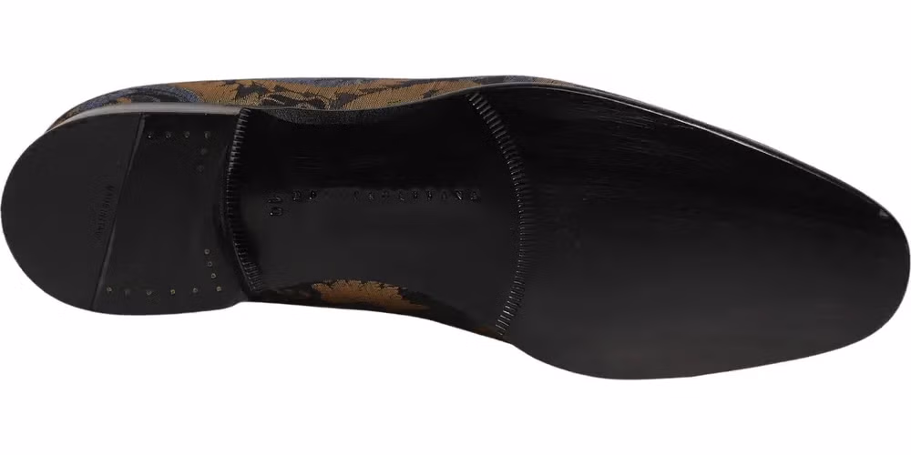 Dolce & Gabbana Blue Brocade Slip On Men Dress Loafers Shoes