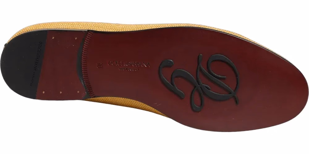 Dolce & Gabbana Yellow Woven Men Slip On Dress Loafers Shoes