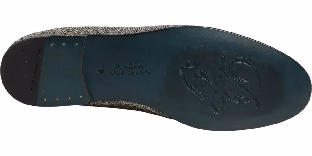 Dolce & Gabbana Gray Lurex Glitter Men Dress Loafers Shoes