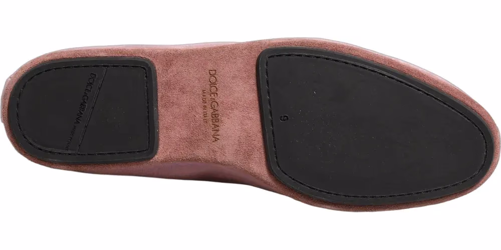 Dolce & Gabbana Pink Velvet Slip On Men Flats Loafers Shoes