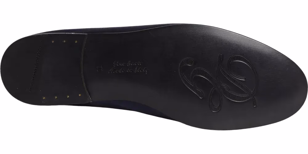 Dolce & Gabbana Navy Blue Satin DG Logo Dress Loafers Shoes