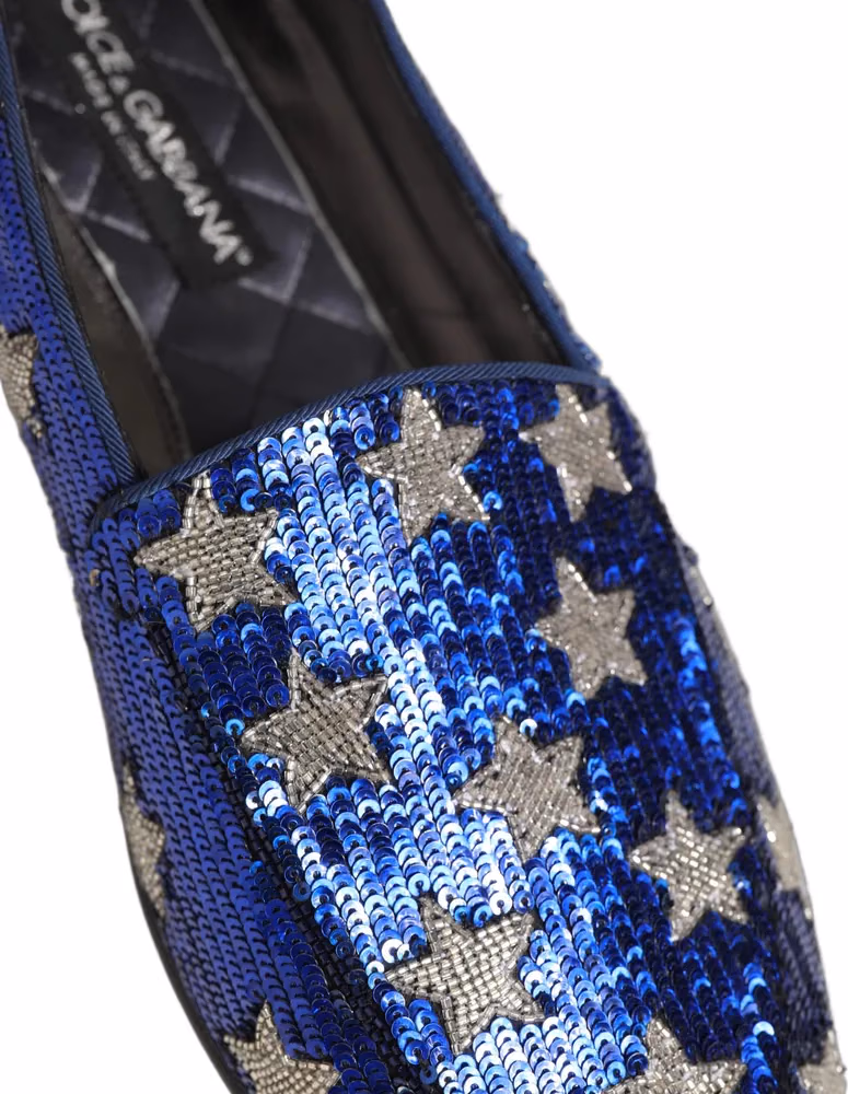 Dolce & Gabbana Multicolor Flag Sequin Dress Loafers Shoes