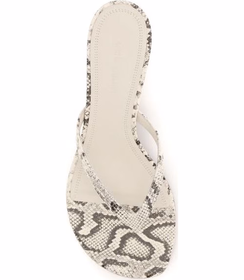 Amina Muaddi Gray Calf Leather Bos Taurus Flat Sandals