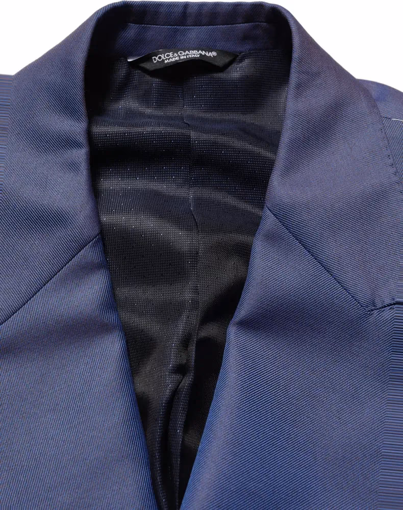 Dolce & Gabbana Blue Wool Double Breasted Men Blazer Jacket