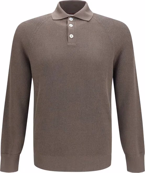 Brunello Cucinelli Brown Cotton Polo Shirt