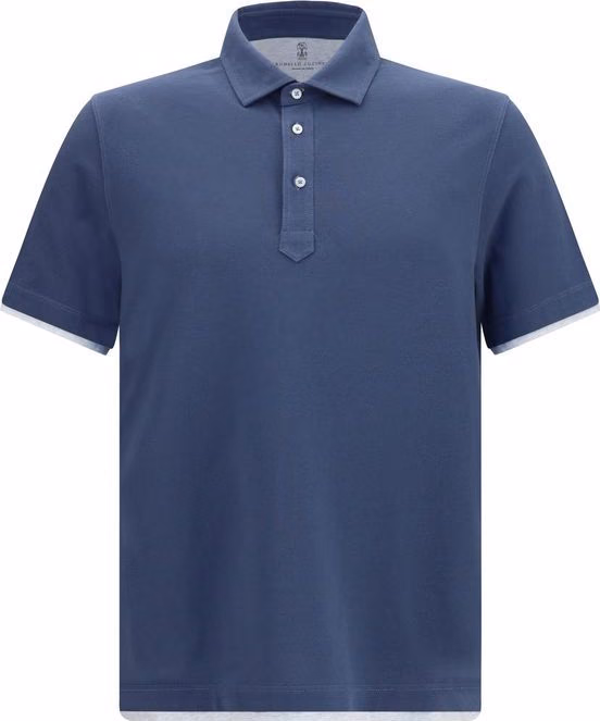 Brunello Cucinelli Blue Cotton Polo Shirt