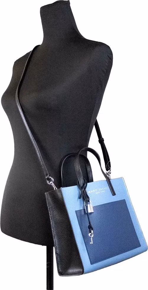 Marc Jacobs Marc Jacobs Grind Mini Blue Heaven Colorblock Leather Tote Crossbody Bag Purse