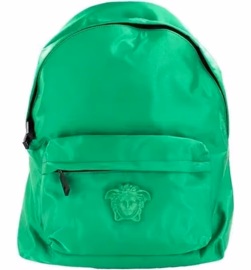 Versace Versace Large Bright Green Nylon Fabric Medusa Shoulder Backpack Bookbag