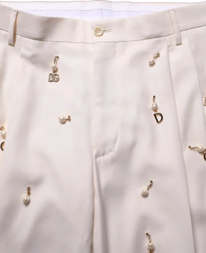 Dolce & Gabbana White Wool Slim Fit Formal 2 Piece Men Suit