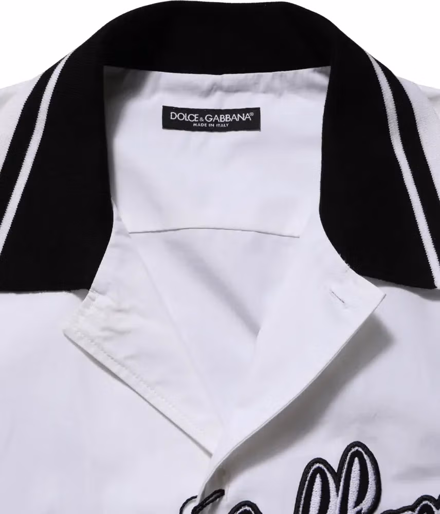 Dolce & Gabbana White LogoPatch Cotton Baseball Casual Shirt