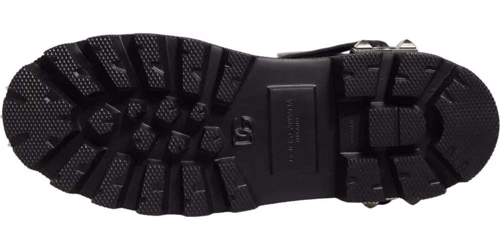 Dolce & Gabbana Black Stud Platform Combat High Boots Shoes