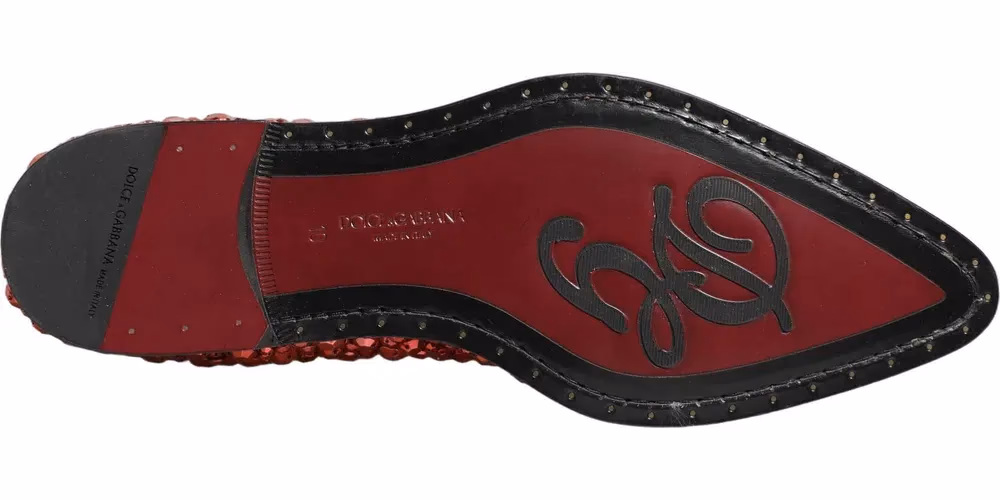 Dolce & Gabbana Red Embellished Chelsea Ankle Boots Shoes