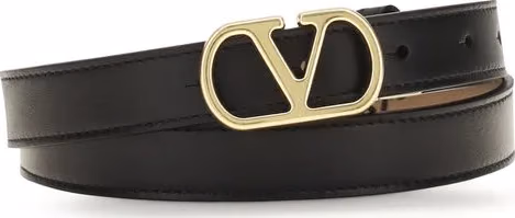 Valentino Garavani Black Calf Leather Bos Taurus Belt