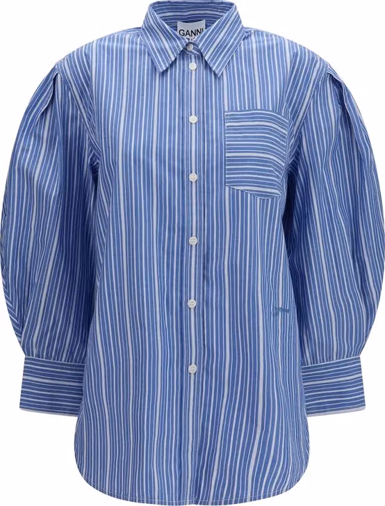 Ganni Blue Cotton Pattern Shirt