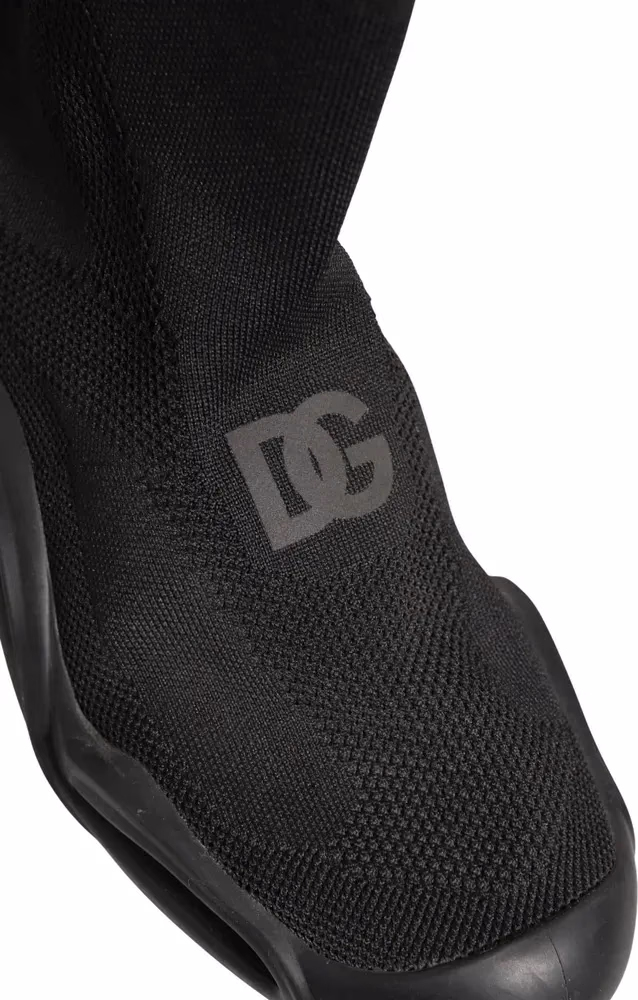 Dolce & Gabbana Black Slip On Wave Socks Men Sneakers Shoes