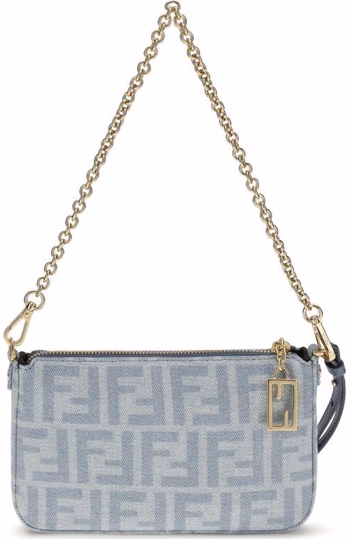 Fendi Blue Cotton Clutch Bag