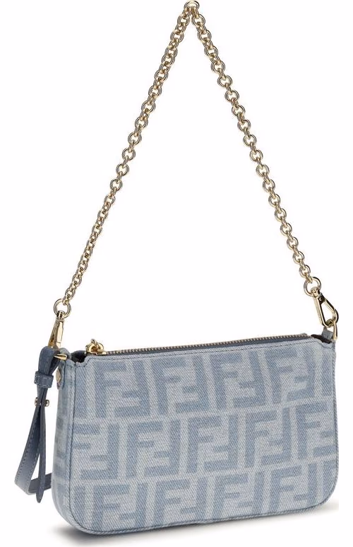 Fendi Blue Cotton Clutch Bag